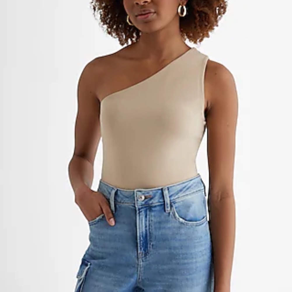 Express One Shoulder Tan Tank